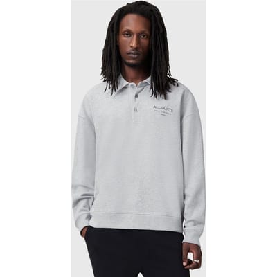 AllSaints Xander Sweat Polo Grey Marl Taglia: XXL | Polo Outlet | Uomo | Grigio