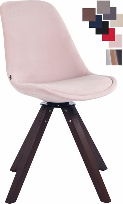 CLP Troyes Eetkamerstoel - Vierkant frame - Fluweel roze walnoot
