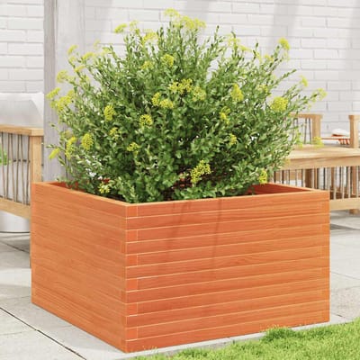 vidaXL - Plantenbak - 80x80x46 - cm - massief - grenenhout - wasbruin