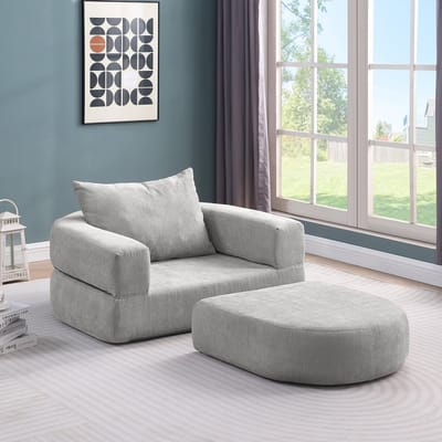 MODFU Modulaire Hoekbank - Omkeerbare Opstelling En Brede Zitting - Modern - Voor Woonkamer - Chenille - Lichtgrijs