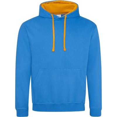 Just Hoods Varsity Hoodie JH003 - SAPPHIRE BLUE/ORANGE CRUSH - L