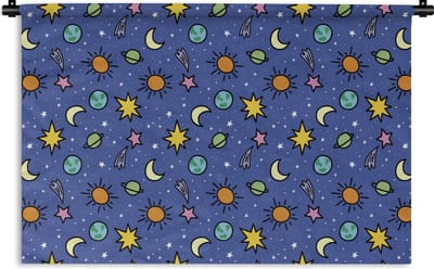 Wandkleed - Wanddoek - Planeten - Sterren - Design - 180x120 cm - Wandtapijt