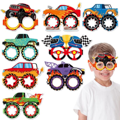 Dailygoods- Papieren Bril 16 Stks - Race-Thema - Feestbril - Fotorekwisieten - Verjaardagsfeestje - Innovatieve Ontwerpen