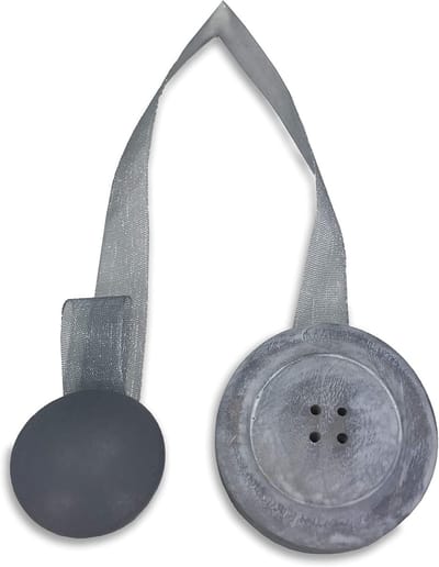 Houten Gordijnknoop - Magneet Sluiting - Venster Decoratie - Sterke Magnetische Sluiting - 4.2 cm Diameter - Grijs