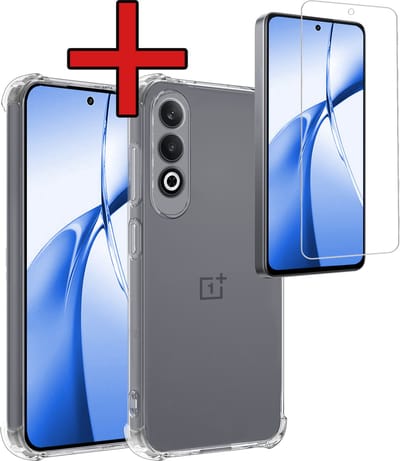 Hoesje - Met Screenprotector - Geschikt voor OnePlus Nord CE4 - Sterk & Shockproof - Back Cover - Siliconen Case - Telefoon Hoes - Shock Proof - Telefoonhoes - Transparant