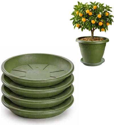 Plasticforte plantenpot onder schotel / opvang schaal - 4x - groen - dia 45 cm - Kunststof - voor een pot met dia 55/60 cm