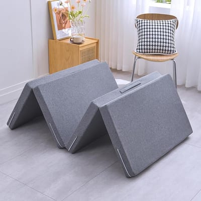 Gastenbed - Vouwmatras Logeerbed - Comfortabel Slapen - Opvouwbaar 4-delig - 80x200x8 cm - Grijs