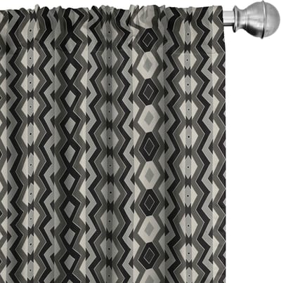 ABAKUHAUS Geometrische Voorhangen – 2x75x245 cm – Grafietkleur