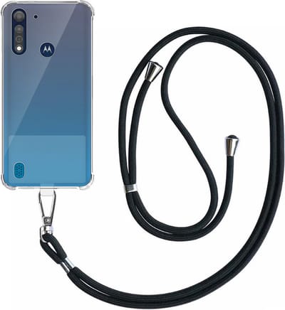 Telefoonhoesje Geschikt voor Motorola Moto G8 Power Lite Transparant ShockProof met Afneembaar Universeel Telefoonkoord - Cover Case Siliconen ShockProof with Lanyard - Smartphonica geschikt voor Motorola Moto G8 Power Lite