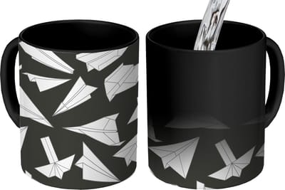 Magische Mok - Foto op Warmte Mokken - Koffiemok - Design - Papier - Vliegtuig - Magic Mok - Beker - 350 ML - Theemok