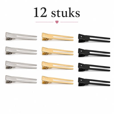 Haar in Stijl® 12 2-Benig Metal Clips Mix - Haarklem - DIY Haarclips