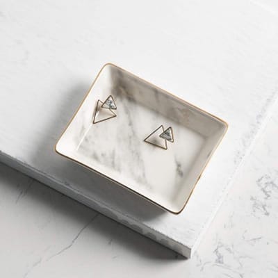 Sieraden Organizer met Marmerlook en Gouden Rand - Ringenhouder voor Trouwerij, Verjaardag en Huiswarming Geschenken