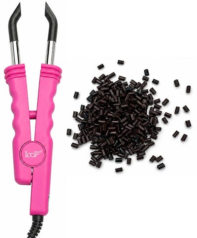 Loof Hair Extension Iron - Model L-618 Roze - Met Keratine Lijmkorrels - 50g - Donkerbruin - Haar Extensions