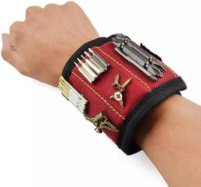 LOUZIR Draagbare Magnetische Pols Armband- Tool bag- Boor houder- Gereedschapsriem Pols ROOD