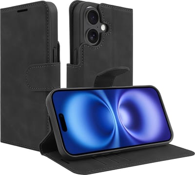 Cazy hoesje geschikt voor iPhone 16 Hoesje met Pasjeshouder - Premium Bookcase - Zwart