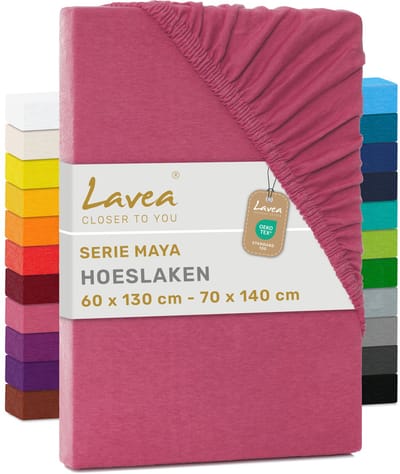Lavea® Hoeslaken 60-70x140 cm (Baby) – 100% Katoen, Zacht en Ademend – Geschikt voor Matrassen tot 12 cm – Jersey met Elastiek Rondom – Koraal