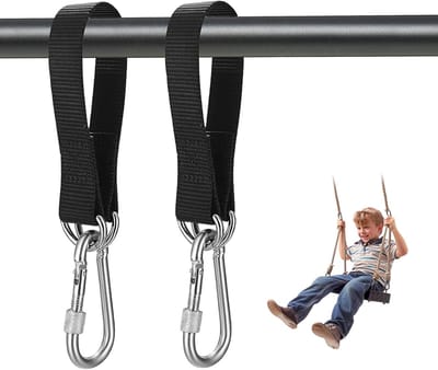 2stuks - ophangriem schommel - ophanghaken - hangmat bevestiging - hangmat ophangsysteem - hangmat ophangset - hangmat bevestiging - hangmat bevestigingsset - hangmat bevestiging boom - 30 cm - zwart - Voor Hangmat, Hangstoel / Schommel
