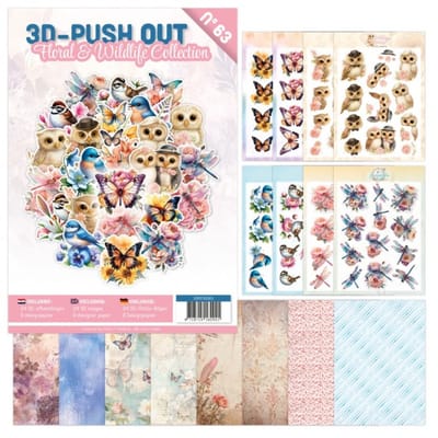 3D Push-Out Book 63 - Floral & Wildlife Collection - Boek met 24 3D-afbeeldingen die gemakkelijk uit te drukken zijn - 3DPO10063 - Gratis verzonden