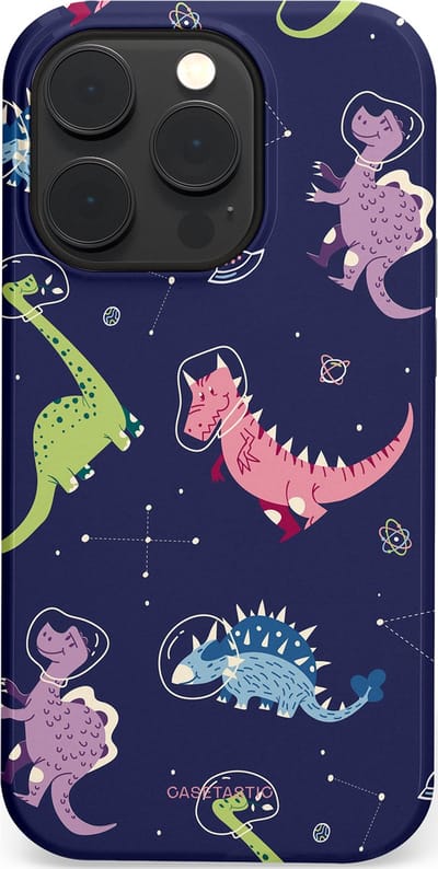 Casetastic hoesje geschikt voor Apple iPhone 14 Pro - MagSafe - Dubbellaagse bescherming - Rex in de ruimte - Fashion Case - Donkerblauw Donkergrijs