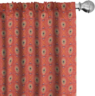 ABAKUHAUS Tribale gordijnen – 2x75x175 cm – Microvezel, Vermiljoen