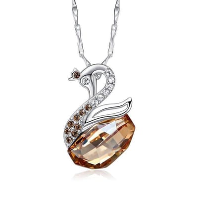 Geel Zwaan Ketting voor vrouwen Love Hart Pendant Hanger - Ketting 43cm +5cm