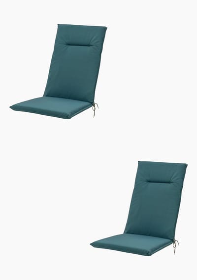 Madison - Tuinkussens - Hoge Rug - 2 st - Eco Aegon Blue - 123x50cm - Blauw - Met lint