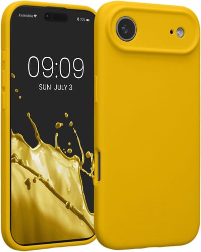 kwmobile telefoonhoesje geschikt voor Apple iPhone Air - TPU backcover met siliconen coating - Smartphone case in stralend geel