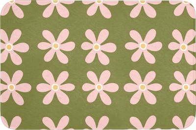 WC mat 90x60 cm - Antislip - Bloem - Modern - Groen - Toiletmat - Vloermat - Douchemat - Toilet tapijt - Toiletmatten