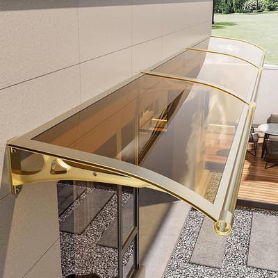 Deur Luifel - Overkapping Raam - Bescherming Buiten - Geluiddempend Regen - 60x110cm - Bruin Goud