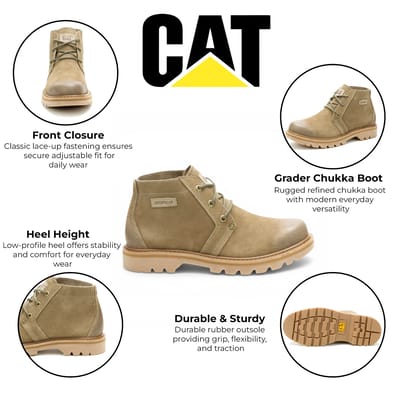 CAT (Caterpillar) Taupebruine leren wandel- en halfhoge chukka-enkellaarsjes - Grader