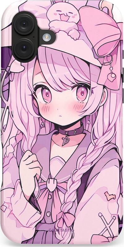 Casetastic hoesje geschikt voor Apple iPhone 16 Plus - MagSafe - Dubbellaagse bescherming - Manga Magie - Fashion Case - Lichtroze Lila Wit