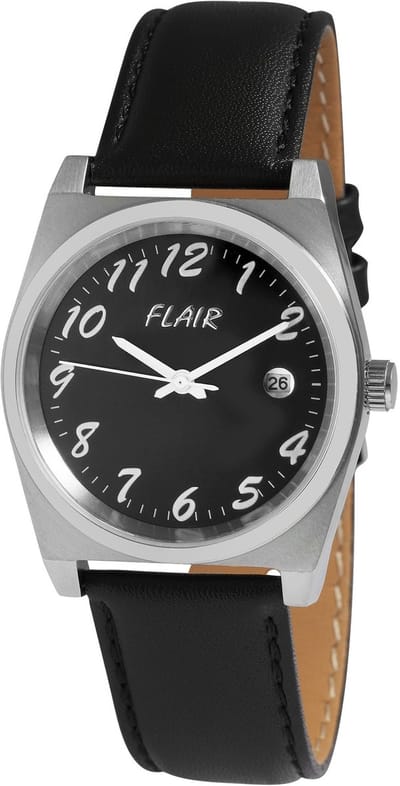 FLAIR Herenhorloge echt leer Mineraalglas