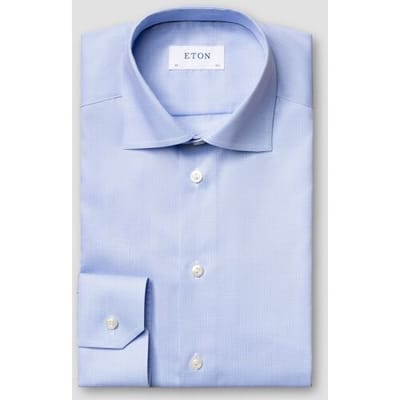 Eton Overhemd Micro Houndstooth Fine Twill Licht Blauw / male