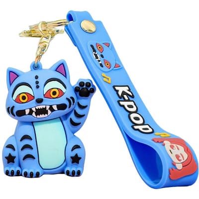 4 stuks KPOP Sleutelhanger Tijger Karakter PVC Figuur Sleutelhanger Schattige Harajuku Stijl Sleutelring ontworpen voor Kinderen en Fans Kerstcadeau gray