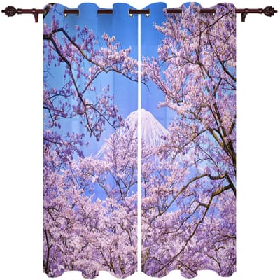 Japanse Keuken Sakura Textuur Moderne Raamgordijnen voor Woonkamer Slaapkamer Gordijn Keukenbehandeling Jaloezieën Drapes 135W x 60H(cm) x1