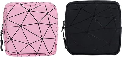 Set van 2 Opbergzakken voor Menstruatieproducten - Draagbare Tas voor Tampons en Maandverband - Ideaal voor Reizen en Organisatie in Geometrisch Design