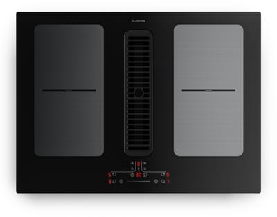 Klarstein Inductiekookplaat Full House met afzuiging - 70 cm, 4 zones, flexzones, 7335 W boost, geïntegreerde downdraft afzuiging 530.1m³/h, touch control, timer, kinderslot, glaskeramiek, inbouw, zwart - Induction Hob