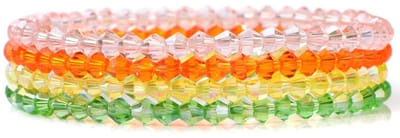 Armbandenset - facet glas - 4 mm - 4 stuks - multicolor