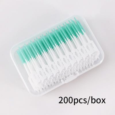 200 Pièces Brossettes Interdentaires en Silicone Cure-dents Dentaires avec Fil Outils de Nettoyage Buccal Pour Dents