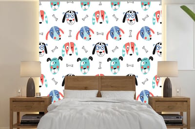 Behang - Fotobehang Jongens - Patronen - Hond - Breedte 240 cm x hoogte 240 cm