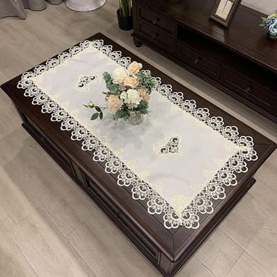 Tafelkleed Rechthoekig Tafelkleed Europees Geborduurd Koffietafelhoes Tafel Westerse Thee bloem Effen Kleur Stof Kant Boek 50X100cm