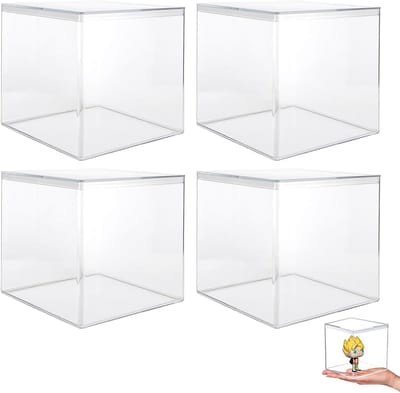 Set van 4 Transparante Acryl Dozen met Deksel - 10 x 10 x 10 cm - Ideaal voor Sieraden, Opslag en Presentatie