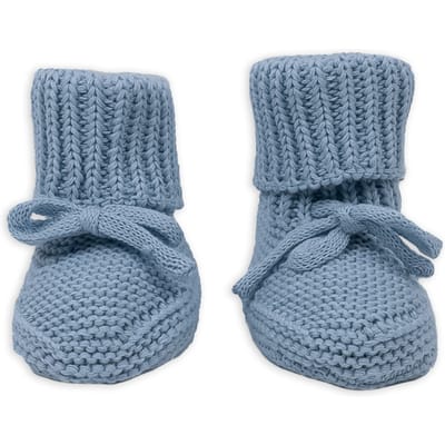 Lodger - Baby Slofjes Gebreid - Blauw - 0-6 Maanden - Katoen - Newborn Slofjes & Babysokjes