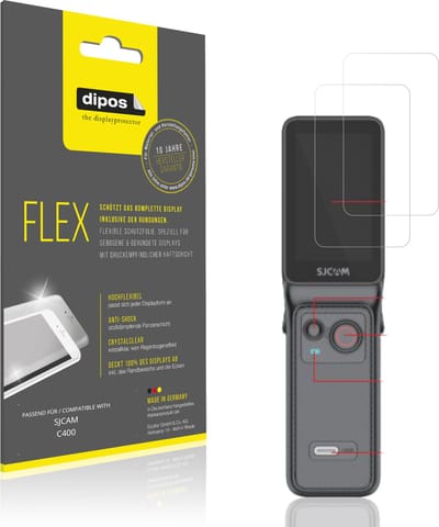 dipos – 2x Beschermfolie geschikt voor SJCAM C400 | 3D Full Cover Screenprotector | 100% Passend