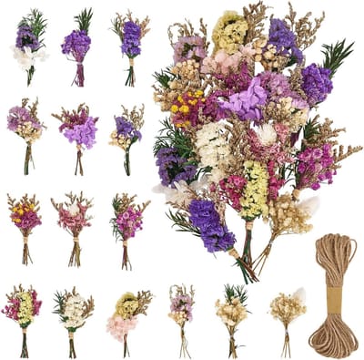 Mini Gedroogde Bloemen Bundels voor Tafelversiering, Bruiloft, Boekenkast en DIY Ambachten - Natuurlijke Bloemstukken voor Thuisdecoratie