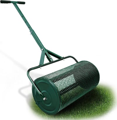 Gazonroller Compoststrooier - T-handvat Bodemverdeler - Tuinonderhoud Bodem - Verbeterde Compostverspreider - 27 inch - Groen