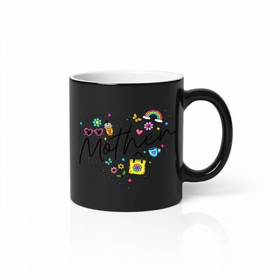 Magische Mok Moederdag - Warmtegevoelig Hart Design - 330ml Tovermok Zwart naar Afbeelding
