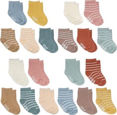 20-Pack Babysokken Voor Pasgeboren Jongen en Meisje - Antislip Sokjes Maat 0-24 Maanden