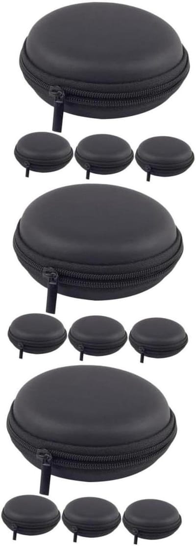 Oortelefoon Opbergdoos - Oordopjes Tasje - Digitale Items Organiseren - Ritsontwerp - 8 x 8 x 9 cm - Zwart