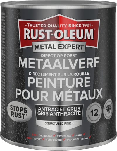 Rust-Oleum Metal Expert Direct Op Roest Structuurverf Antraciet 750ml